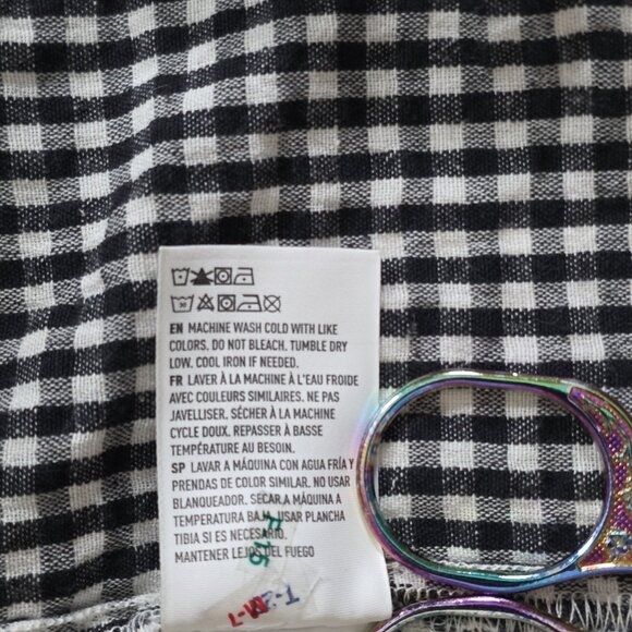 American Eagle Dress Womens XL Black White Gingham Tiered Smocked Cutout Cottage - Picture 10 of 14